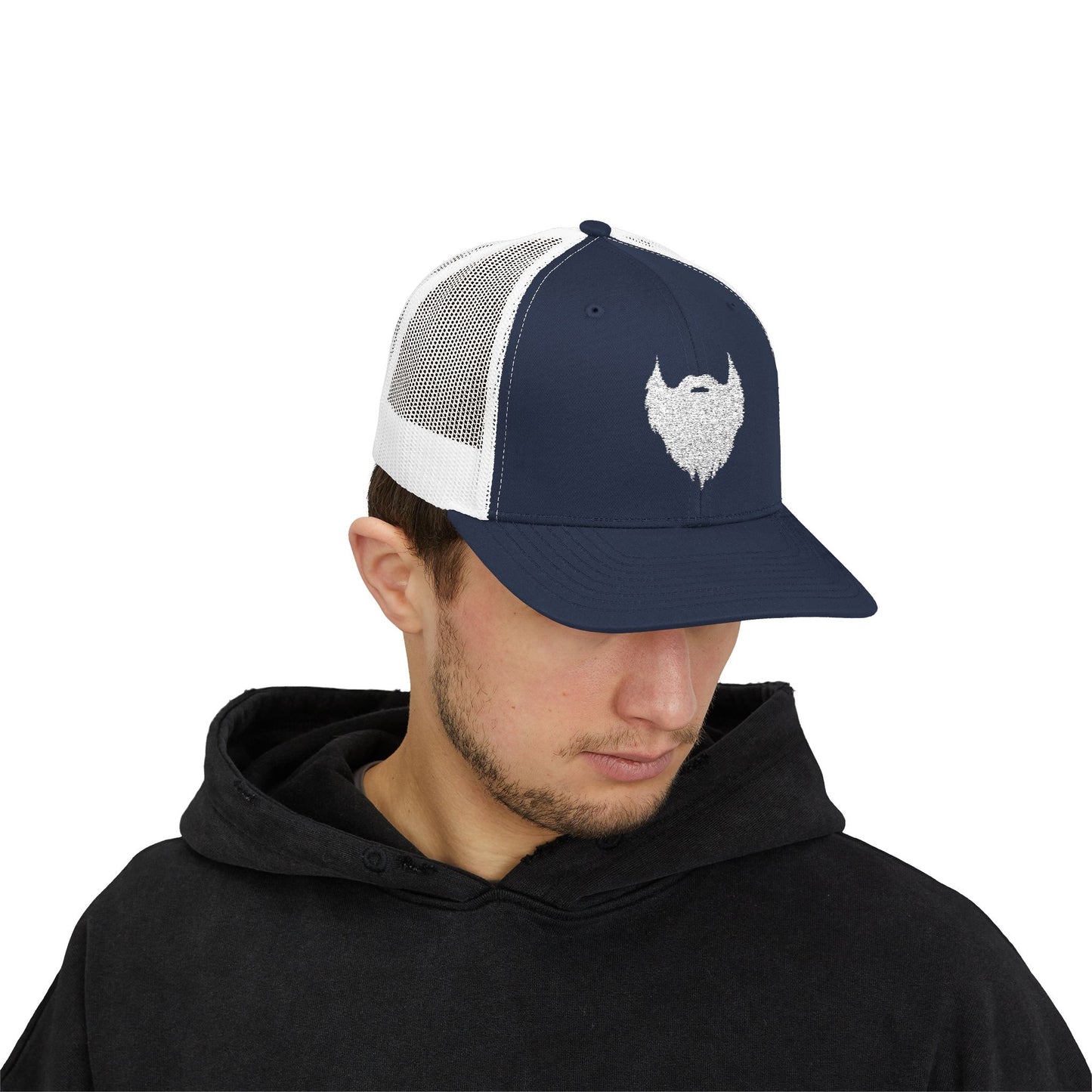 Beard Icon (Lg White) | Snapback Trucker Hat