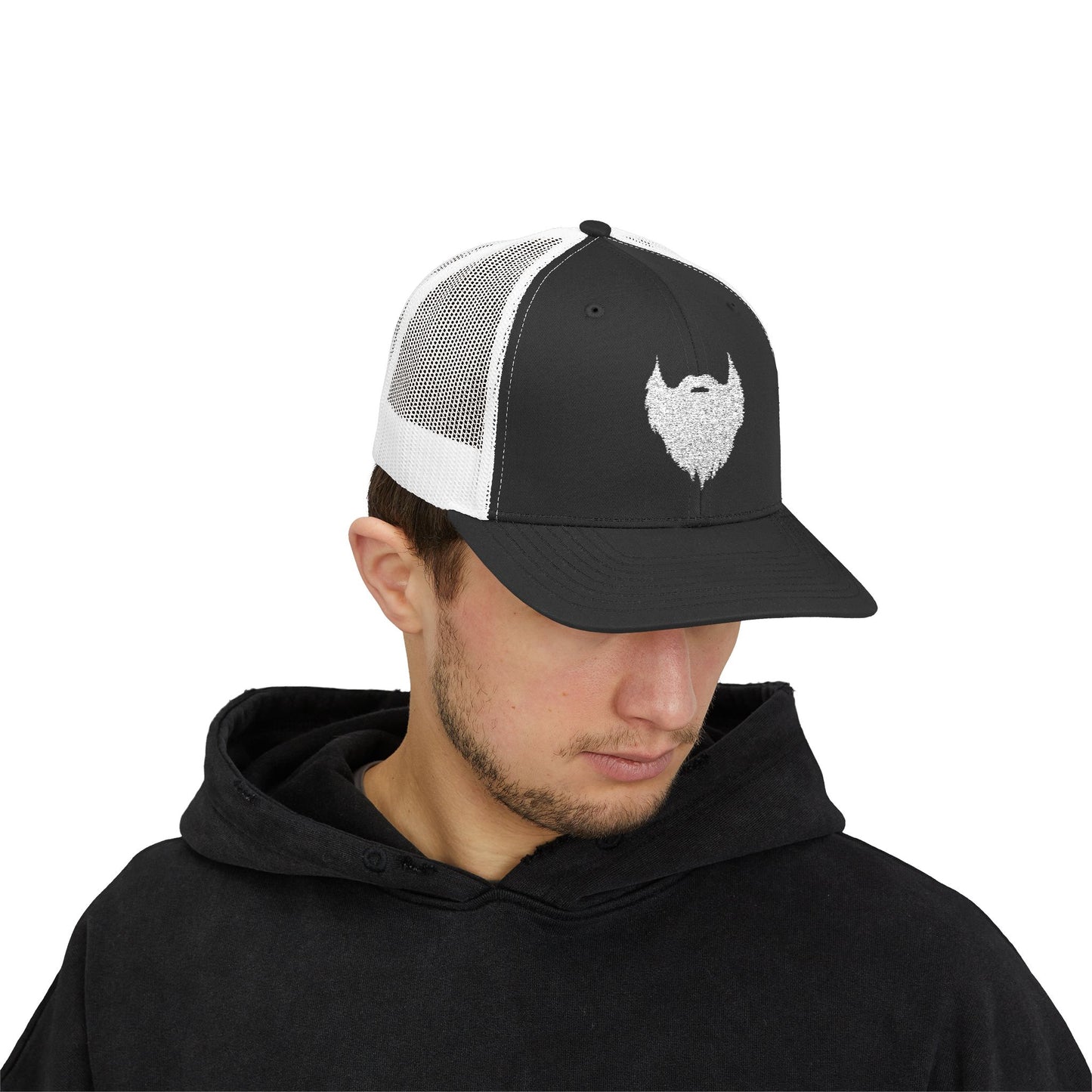 Beard Icon (Lg White) | Snapback Trucker Hat