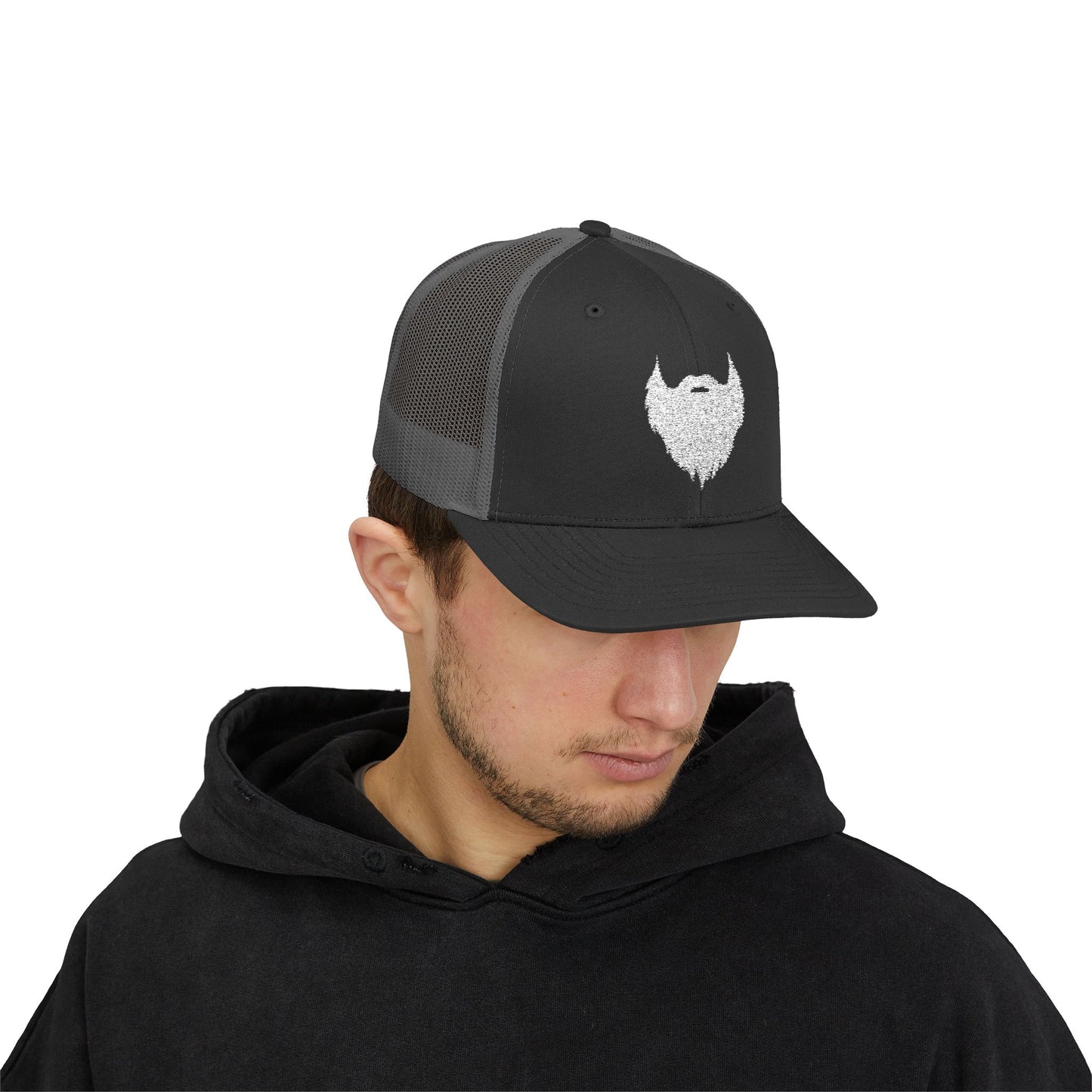 Beard Icon (Lg White) | Snapback Trucker Hat