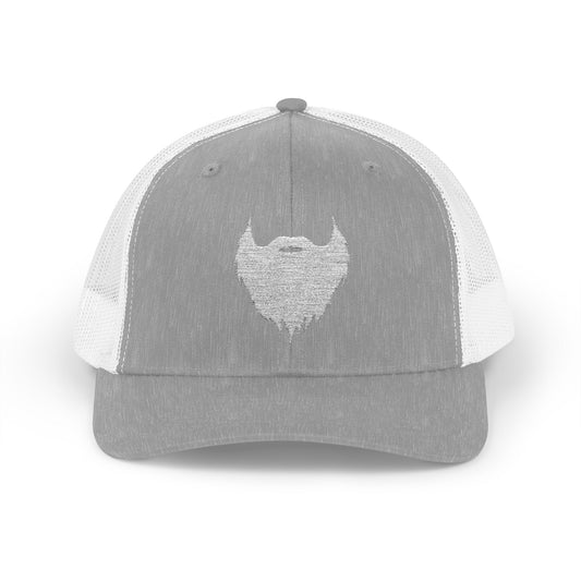 Beard Icon (Lg White) | Snapback Trucker Hat