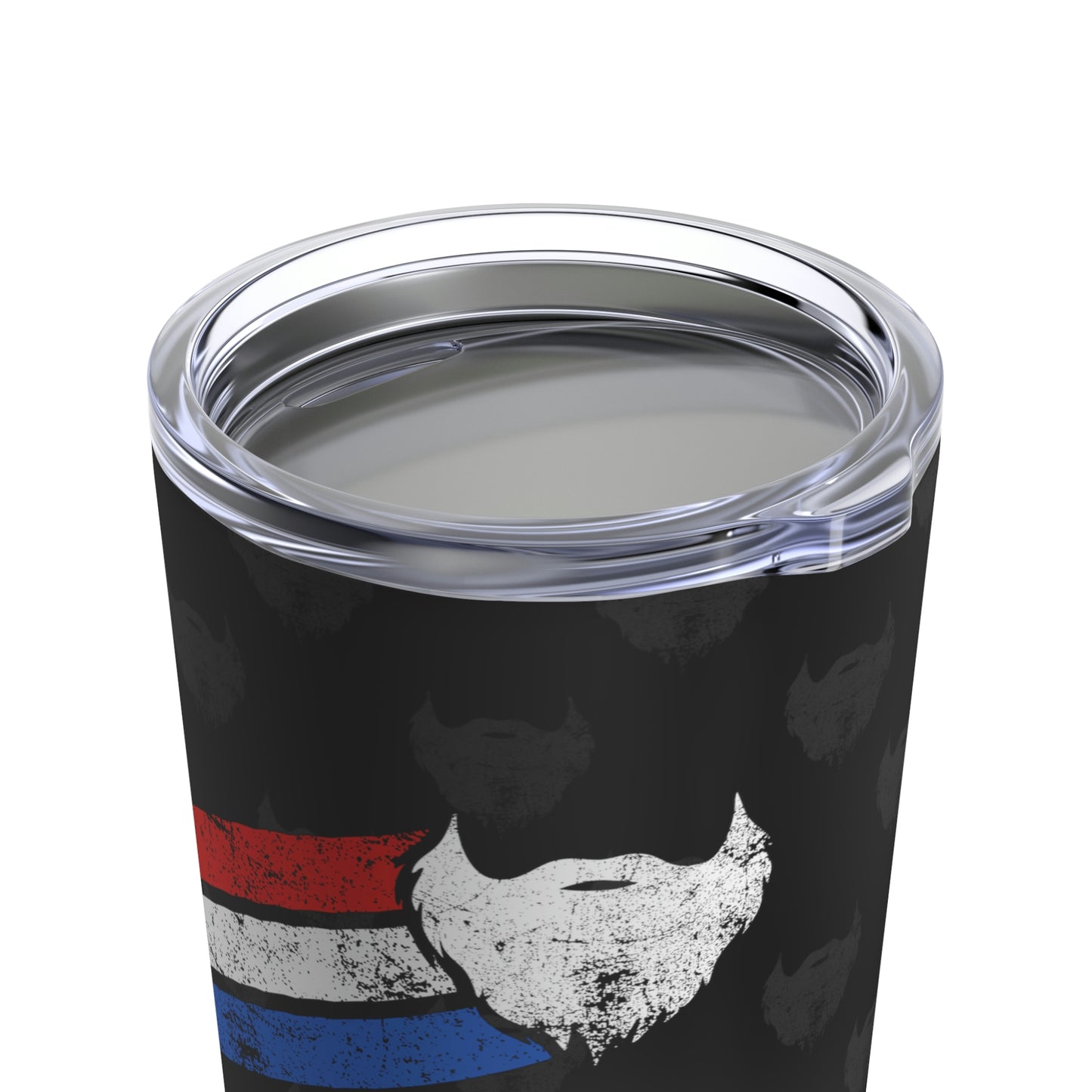 Vintage-Style Beard w/Red, White & Blue Stripes (Black) | Stainless Steel Tumbler 20oz