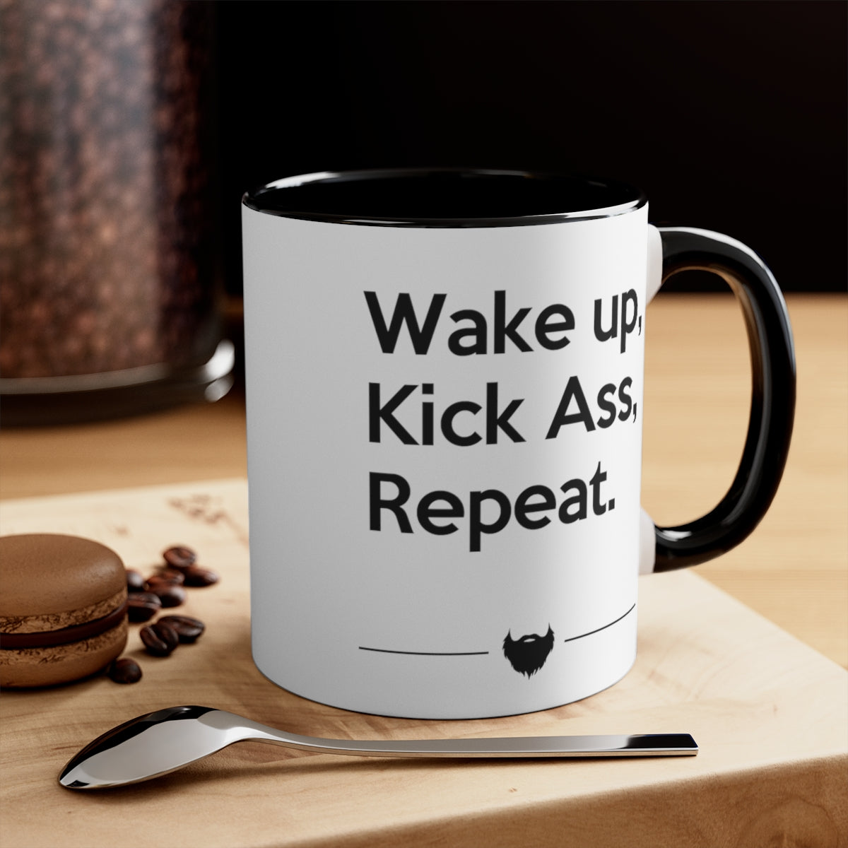 Wake Up. Kick Ass, Repeat | Two-Tone 11 oz. Coffee Mug