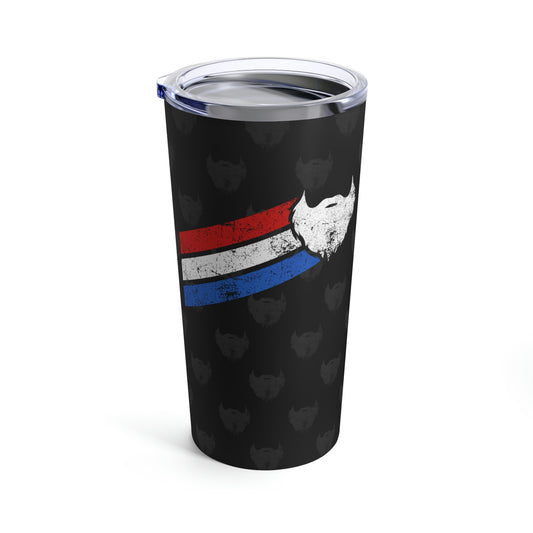 Vintage-Style Beard w/Red, White & Blue Stripes (Black) | Stainless Steel Tumbler 20oz