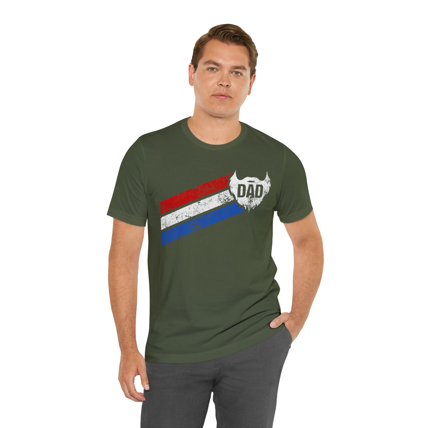 Dad Beard w/ Red, White & Blue Stripes | T-Shirt