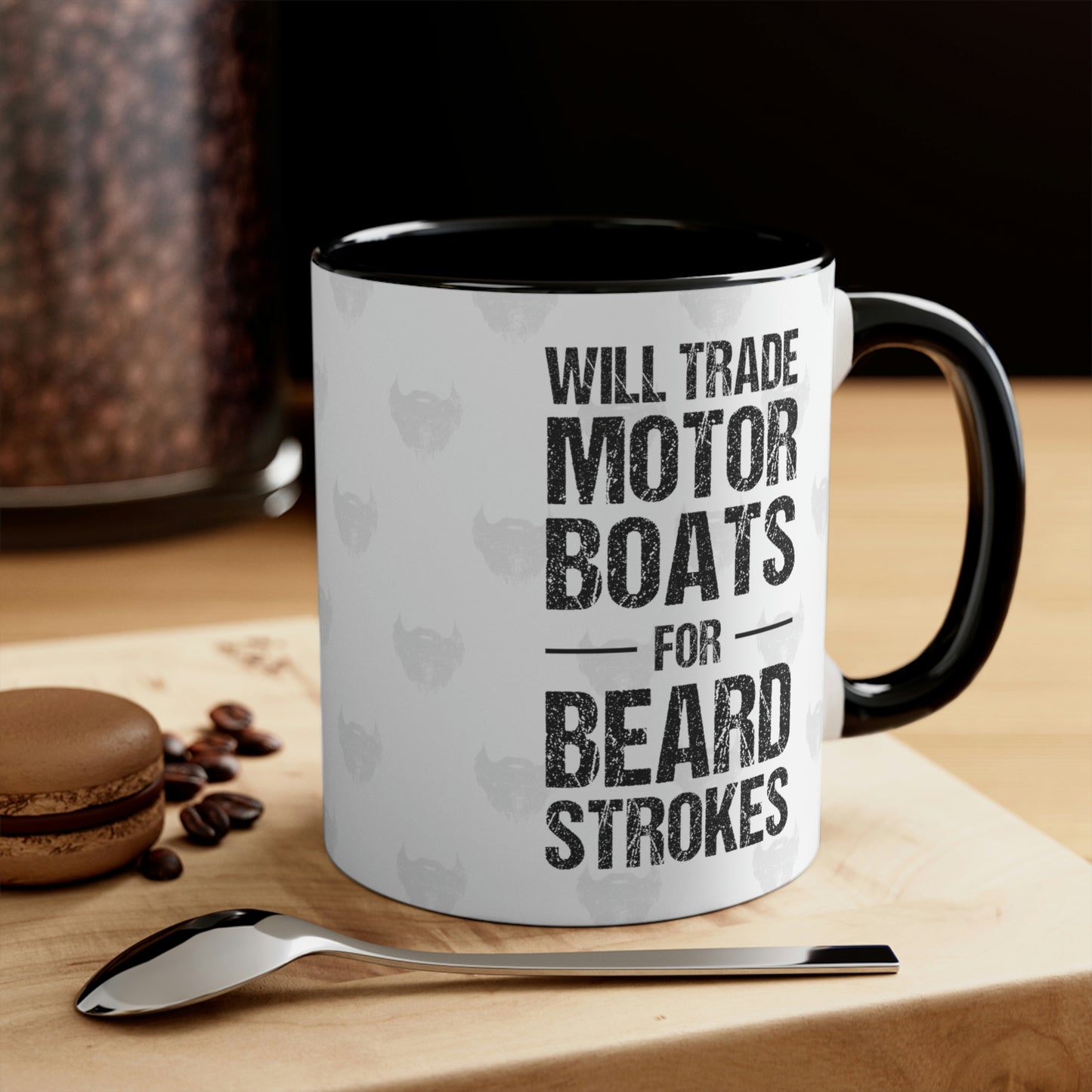 Motor Boats for Beard Strokes | Two-Tone 11 oz. Coffee Mug