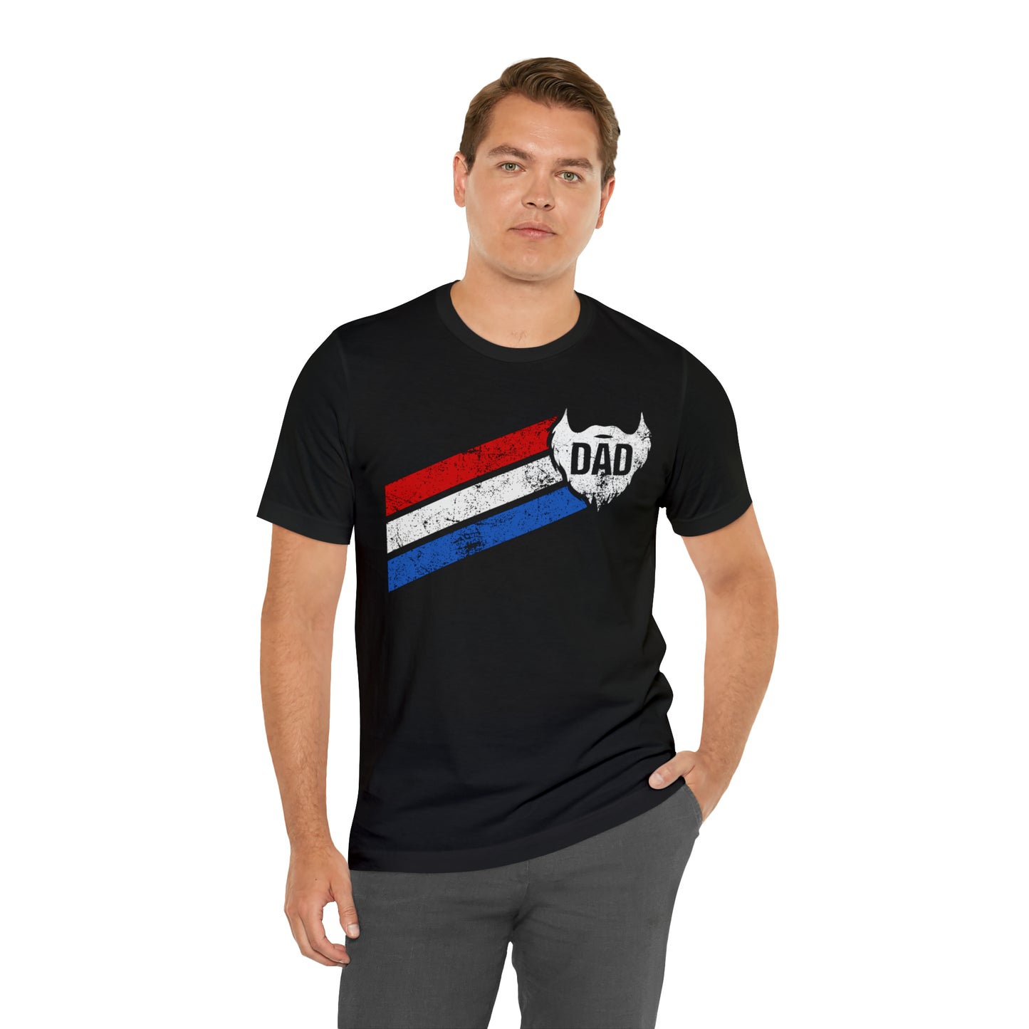 Dad Beard w/ Red, White & Blue Stripes | T-Shirt