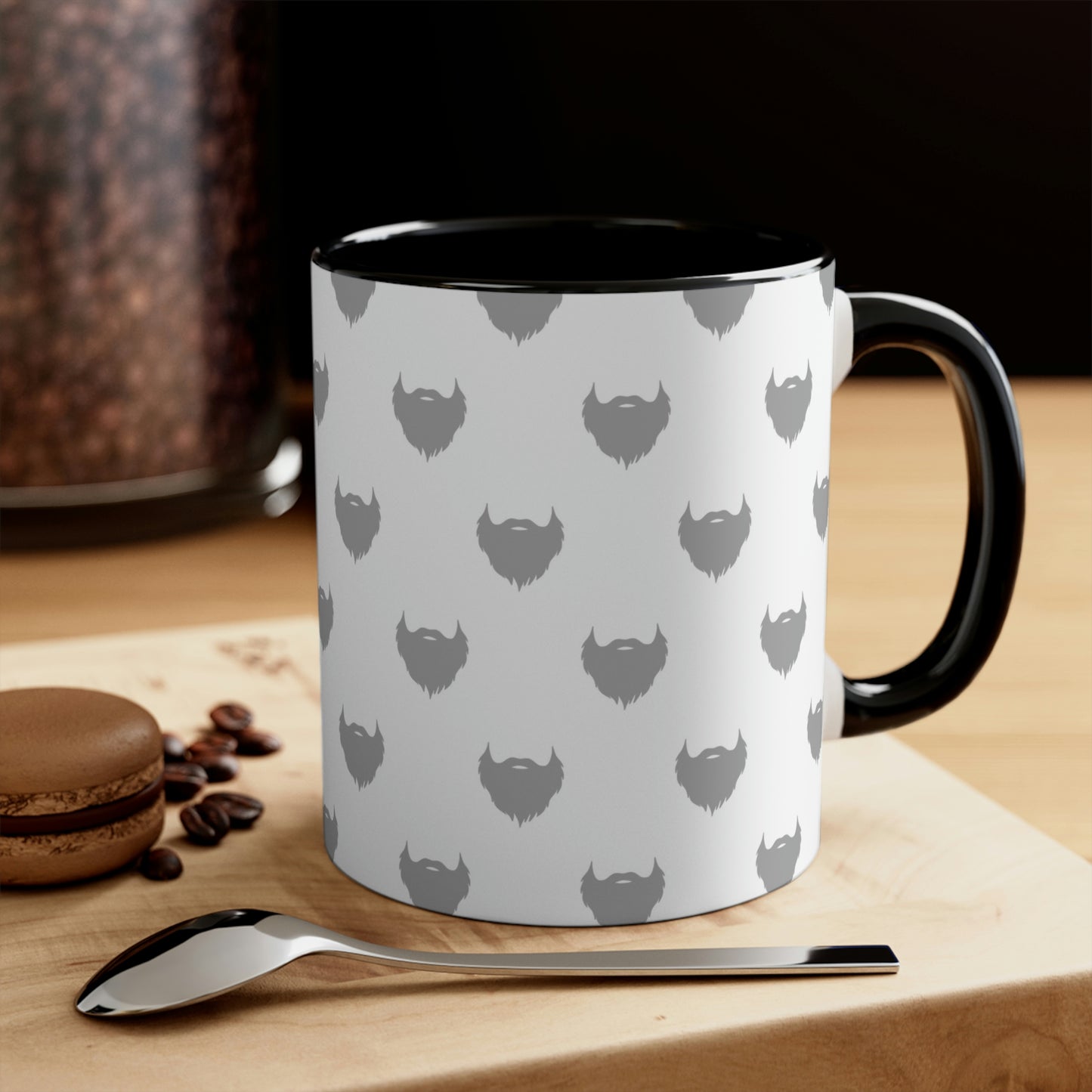 Beard Pattern (Grey) | Two-Tone 11 oz. Coffee Mug