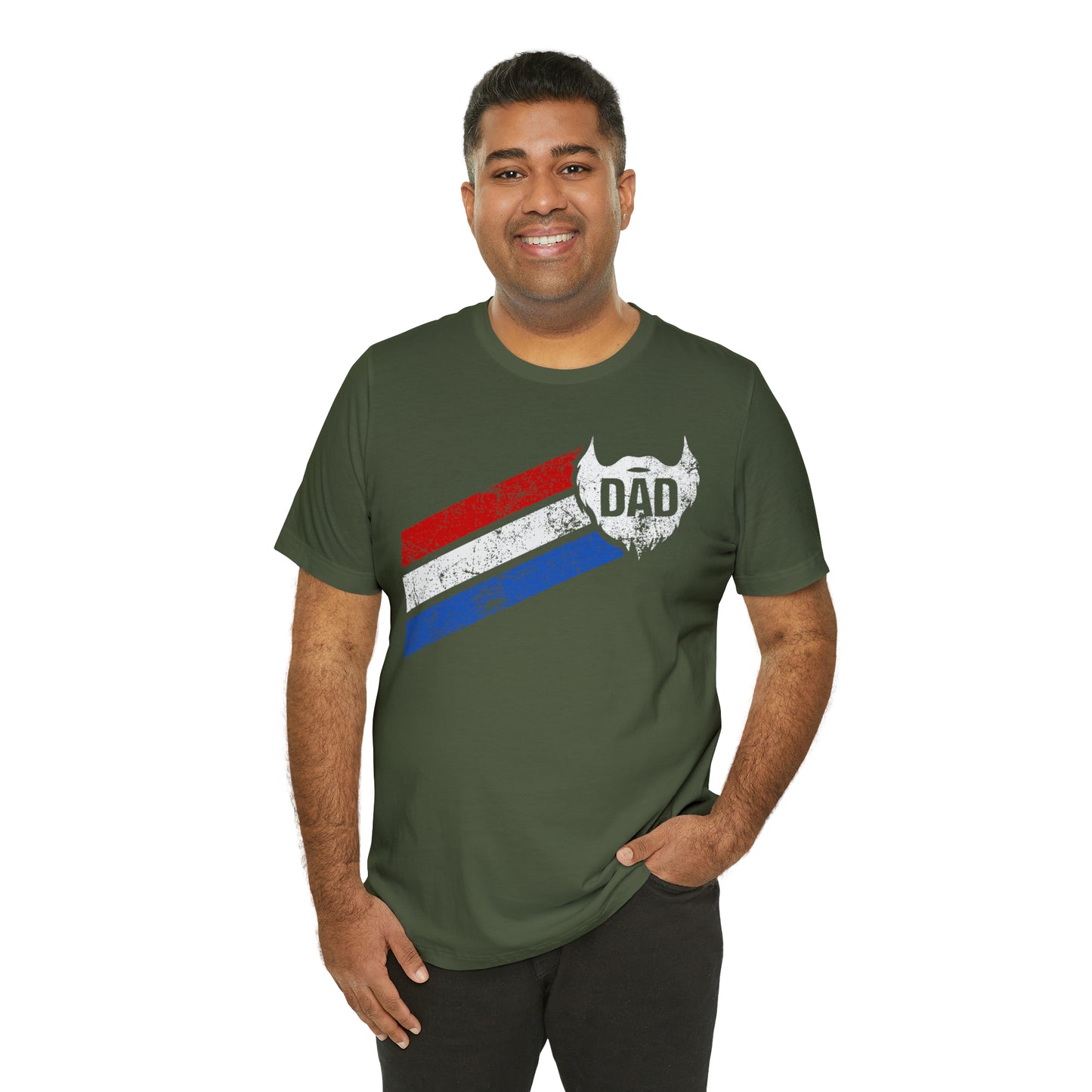 Dad Beard w/ Red, White & Blue Stripes | T-Shirt