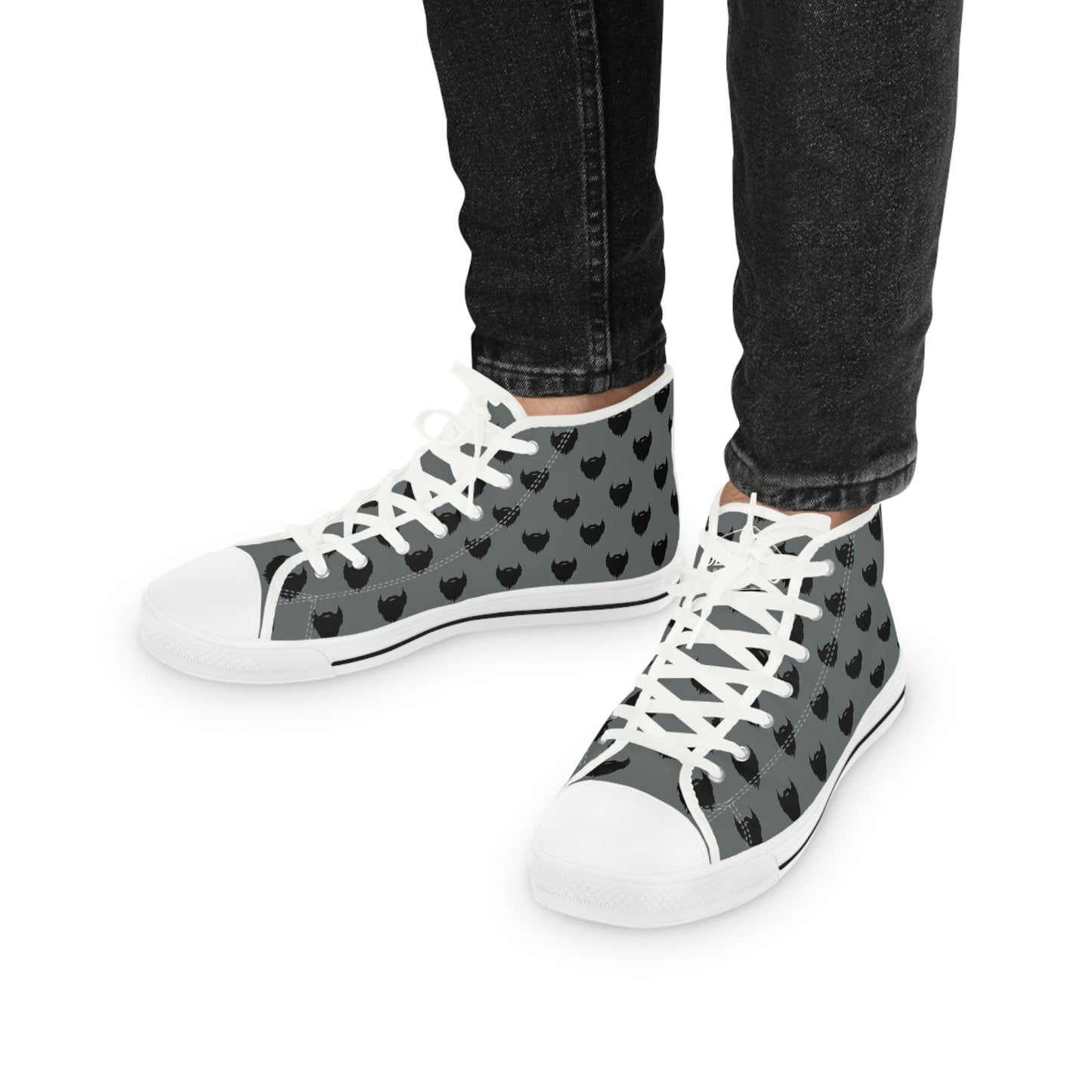 Beard Pattern - Grey | Men's High Top Sneakers