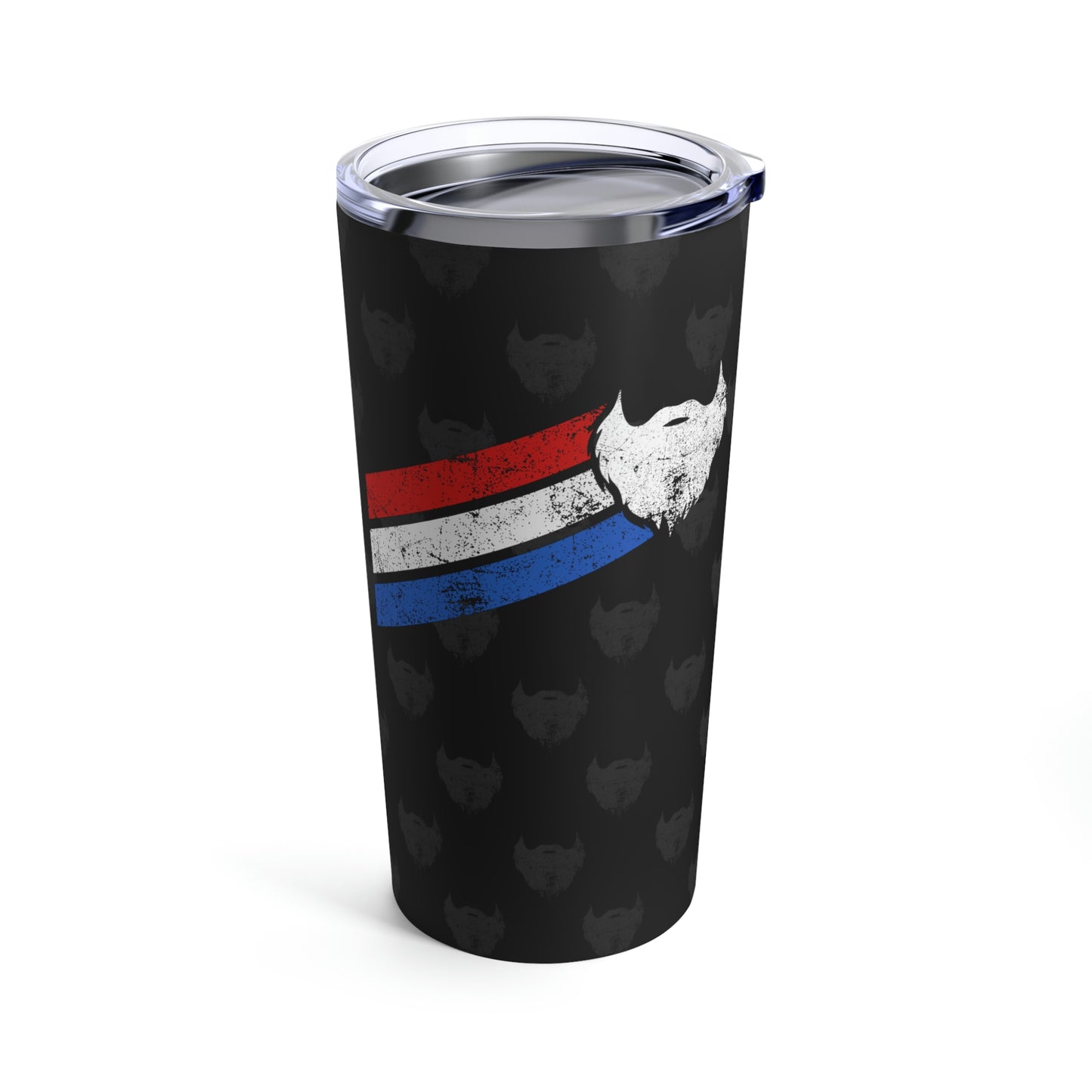 Vintage-Style Beard w/Red, White & Blue Stripes (Black) | Stainless Steel Tumbler 20oz