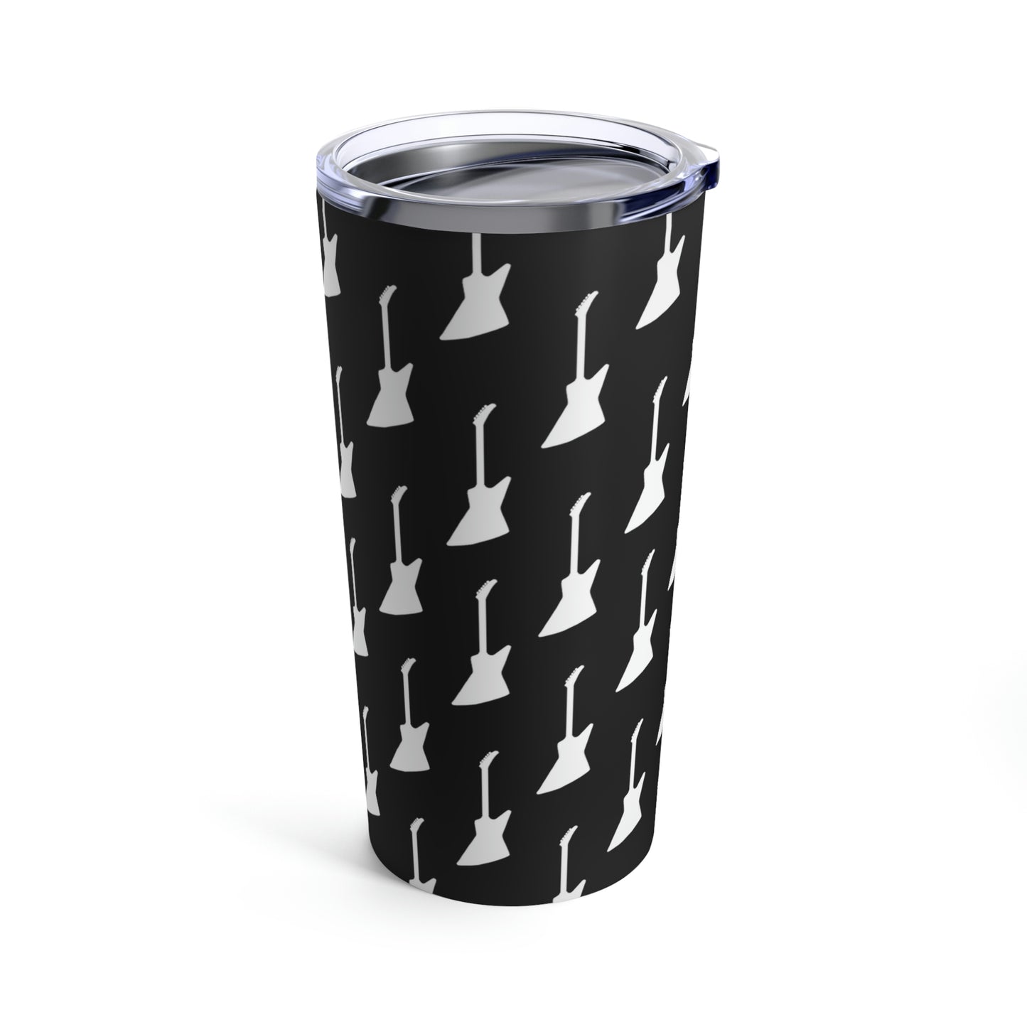 Explorer-Style Guitar Pattern (Black) | Stainless Steel Tumbler 20oz