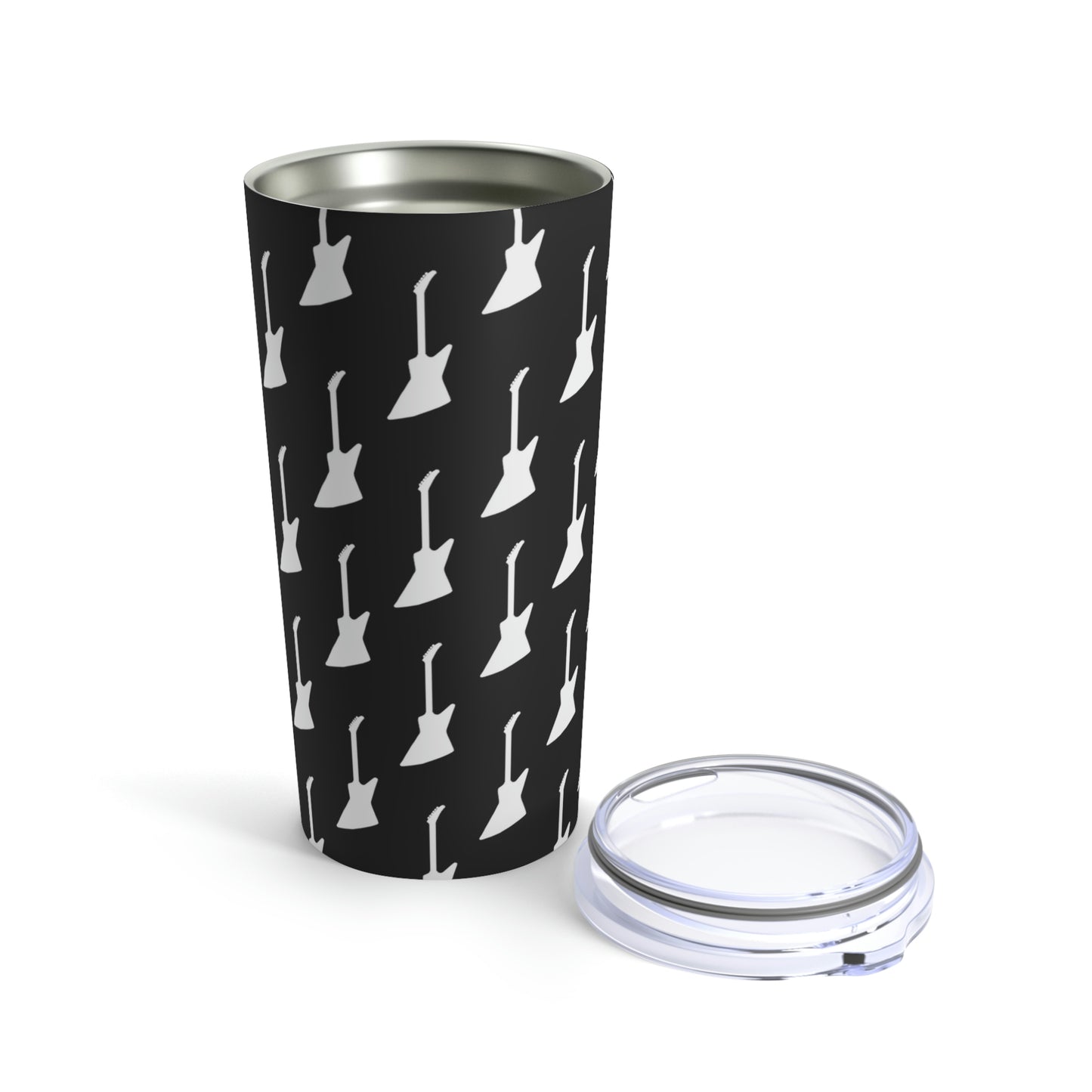 Explorer-Style Guitar Pattern (Black) | Stainless Steel Tumbler 20oz