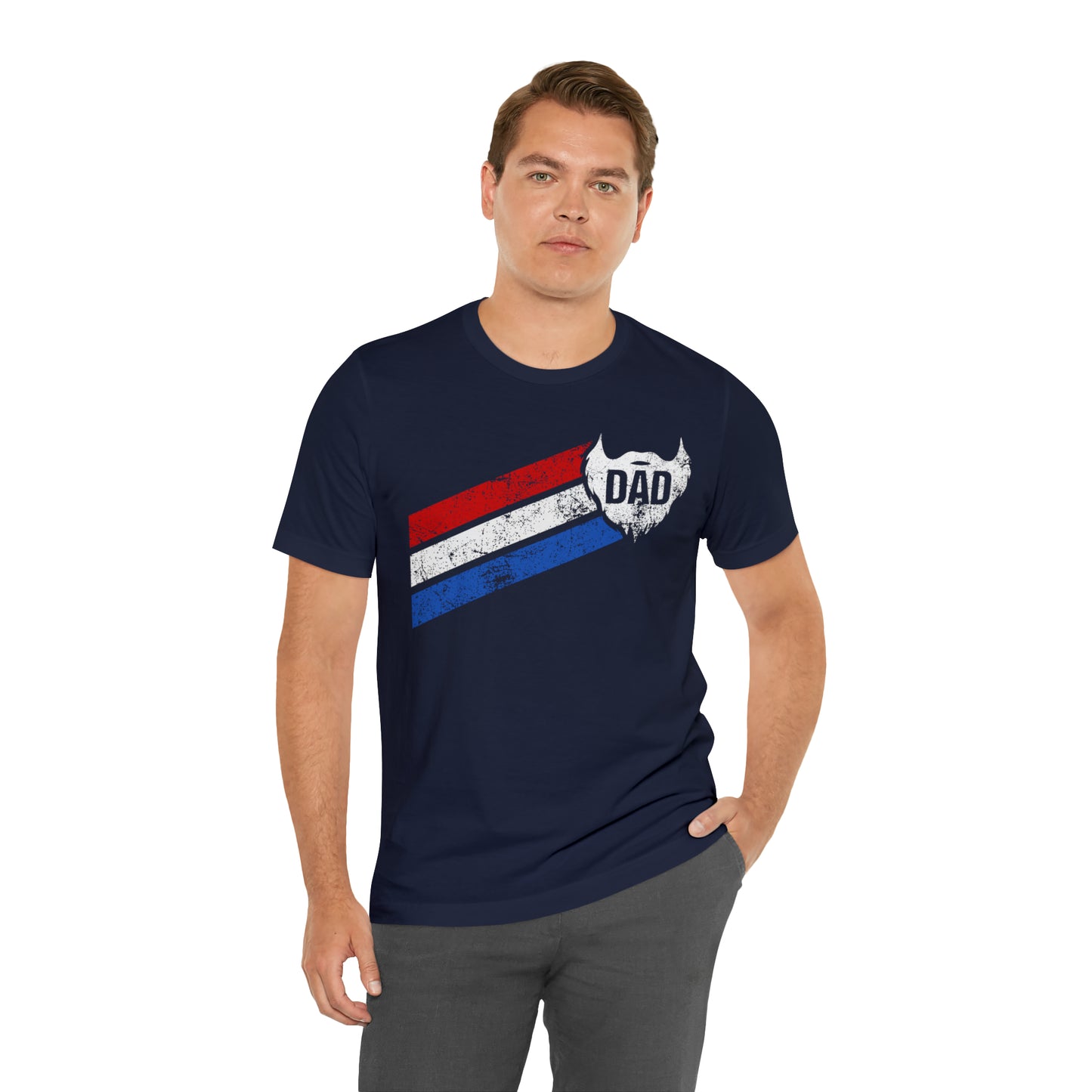 Dad Beard w/ Red, White & Blue Stripes | T-Shirt